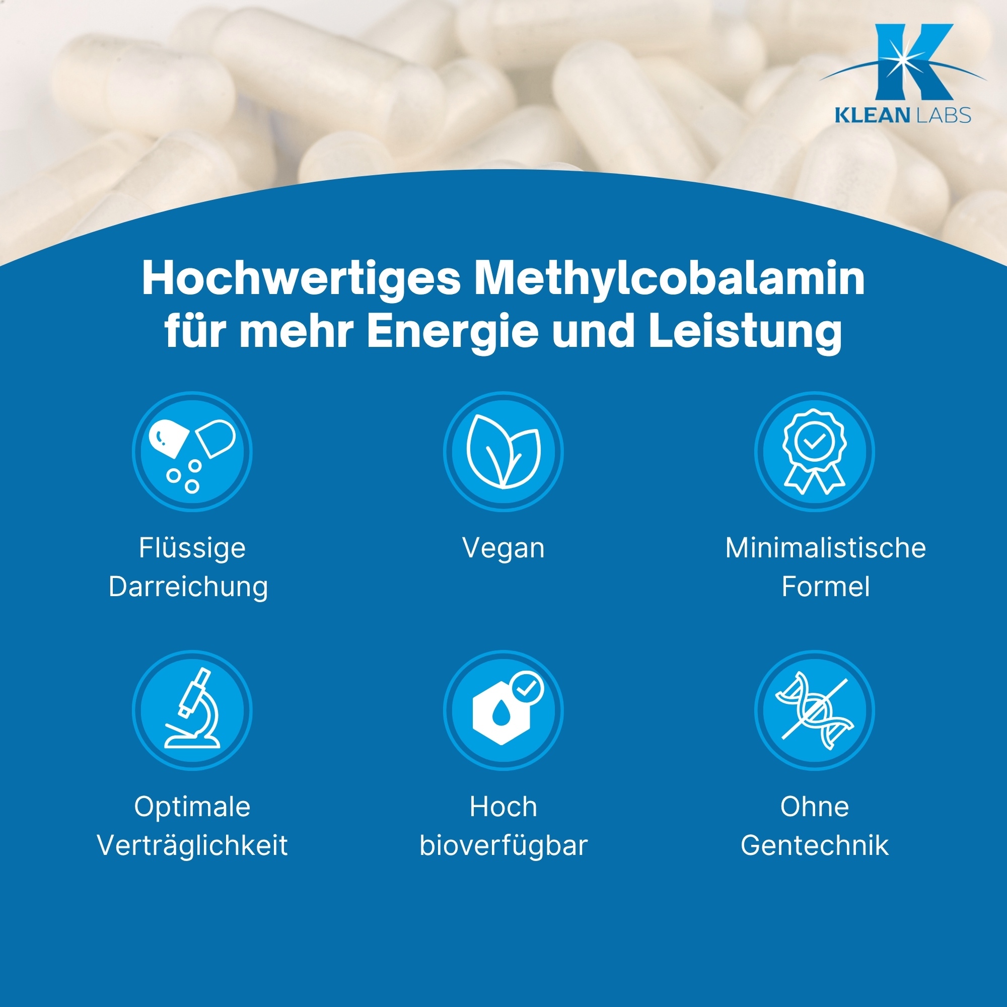 Produktfoto: Das Bild zeigt eine braune Glasflasche mit Pipette, die ein Nahrungsergänzungsmittel enthält. Die Vorderseite der Flasche hat ein Etikett mit Informationen zu Vitamin B12, einschließlich Dosierung und Inhaltsstoffen. Die Flasche steht aufrecht vor einem weißen Hintergrund.