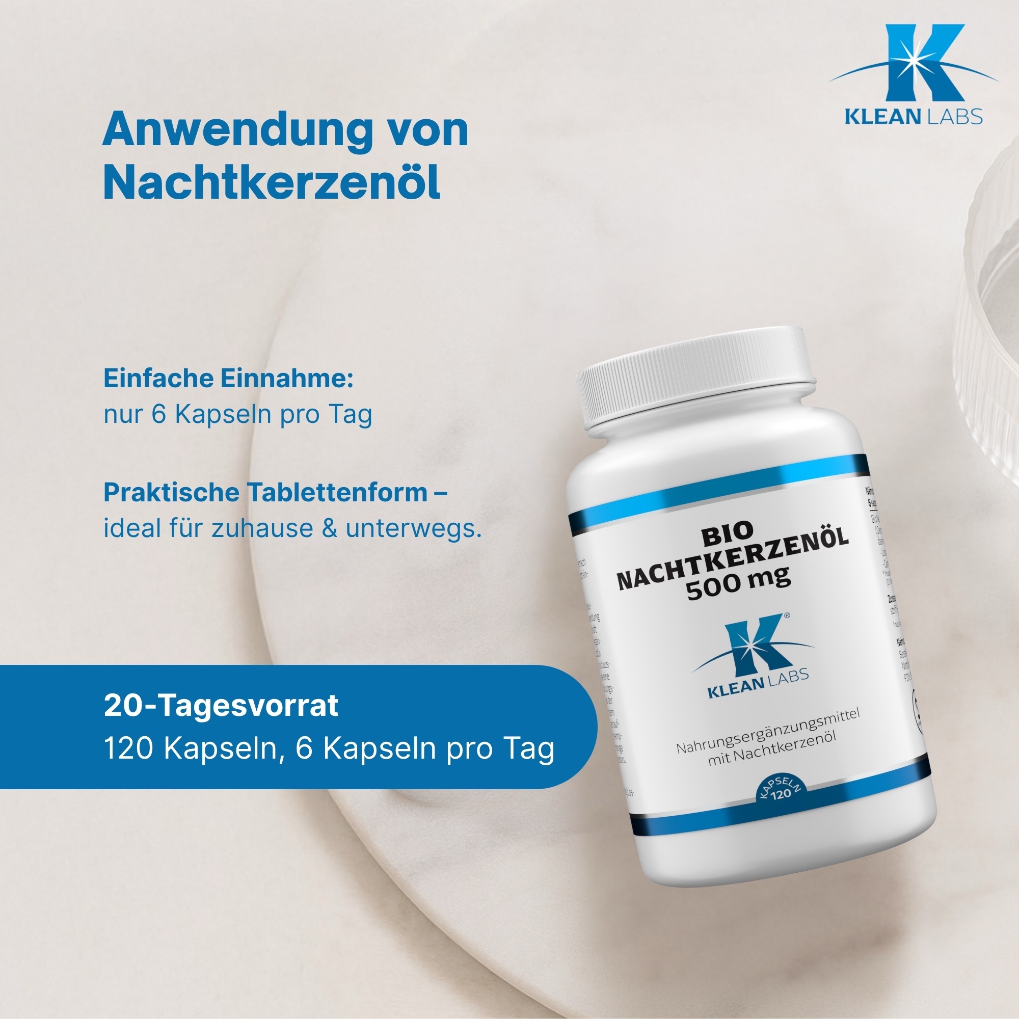 Produktfoto: Nachtkerzenöl 500 mg KLEAN LABS