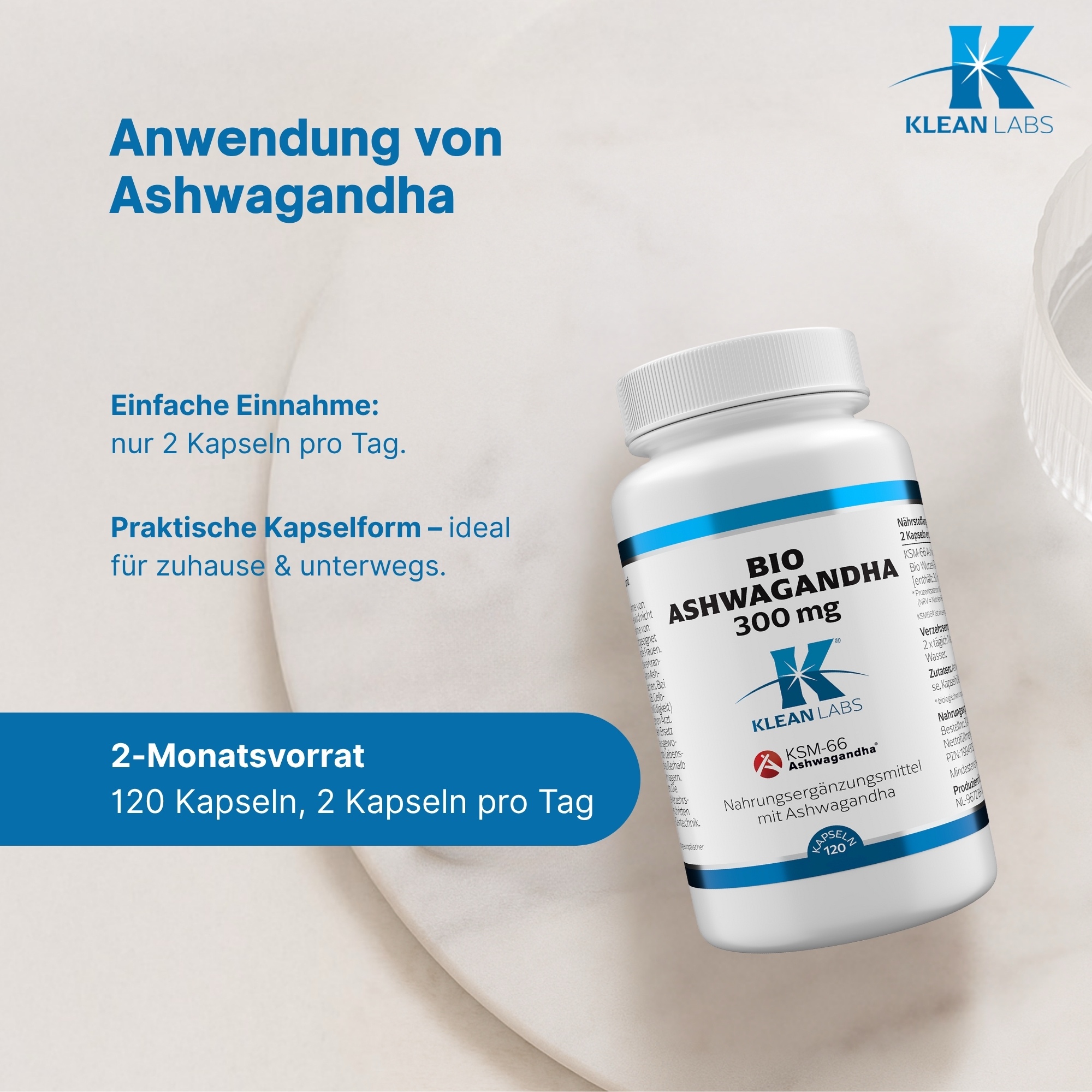 Produktfoto: Ashwagandha Bio Wurzel-Extrakt 300 mg | Klean-Labs