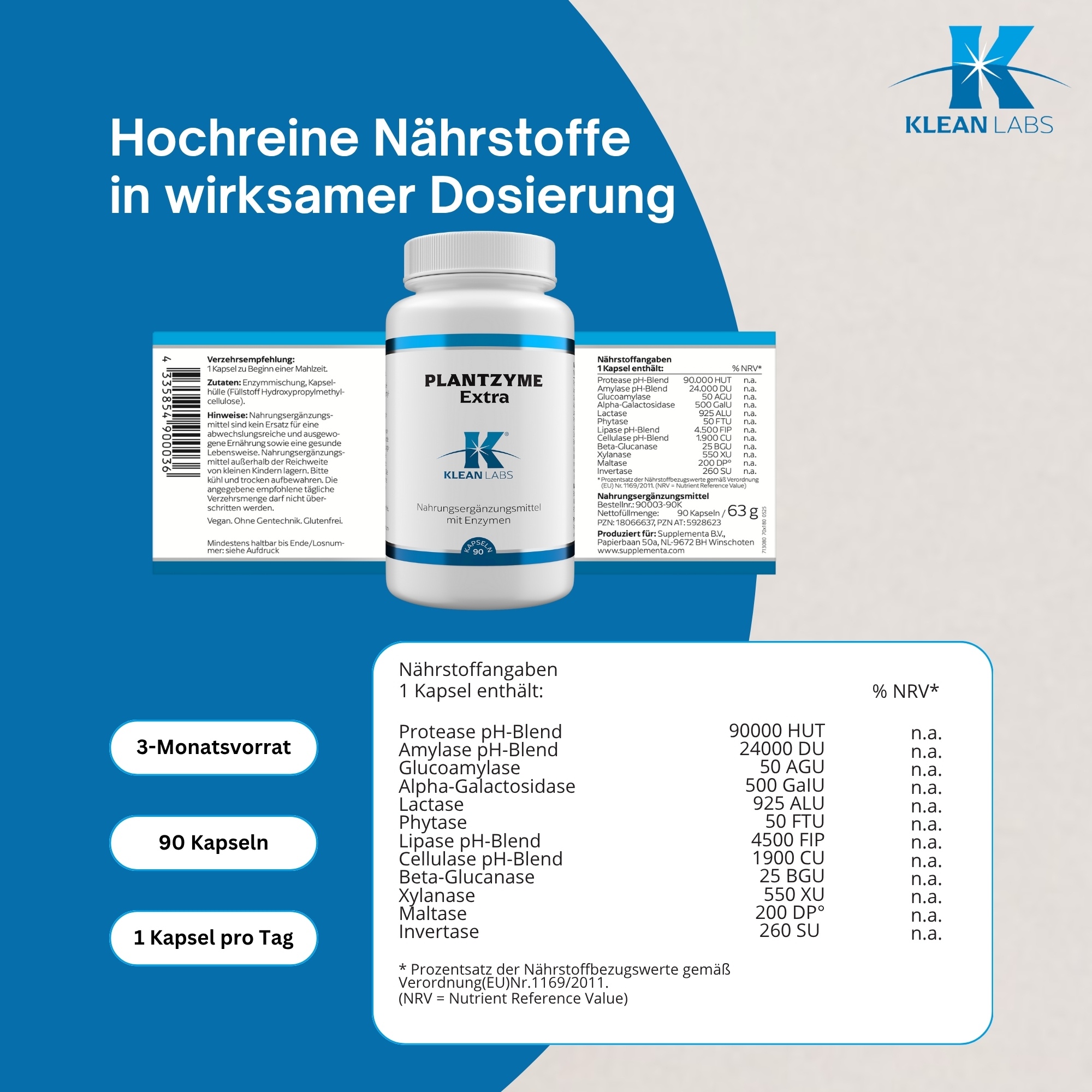 Produktfoto: PlantZyme Extra KLEAN LABS