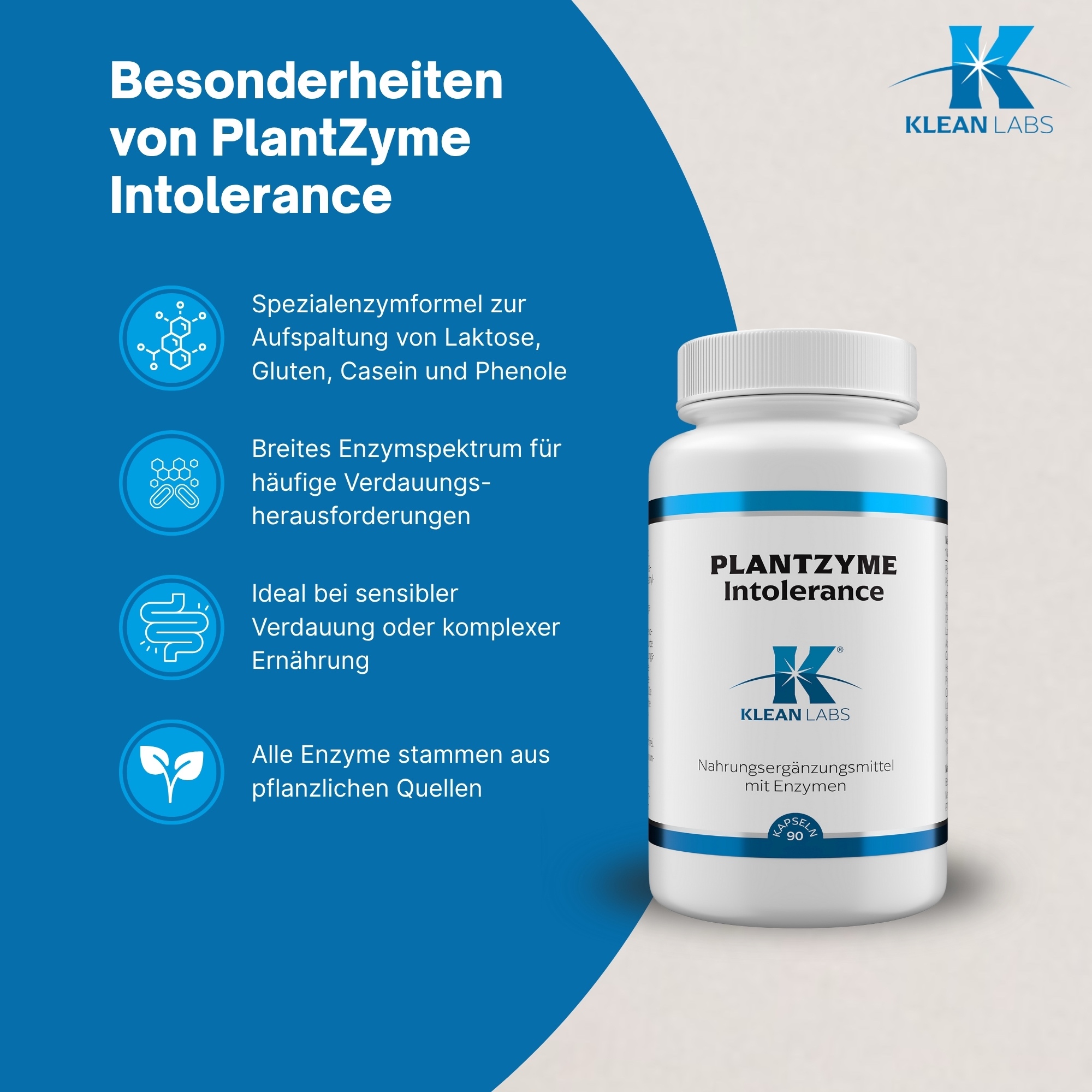 Produktfoto: PlantZyme Intolerance KLEAN LABS
