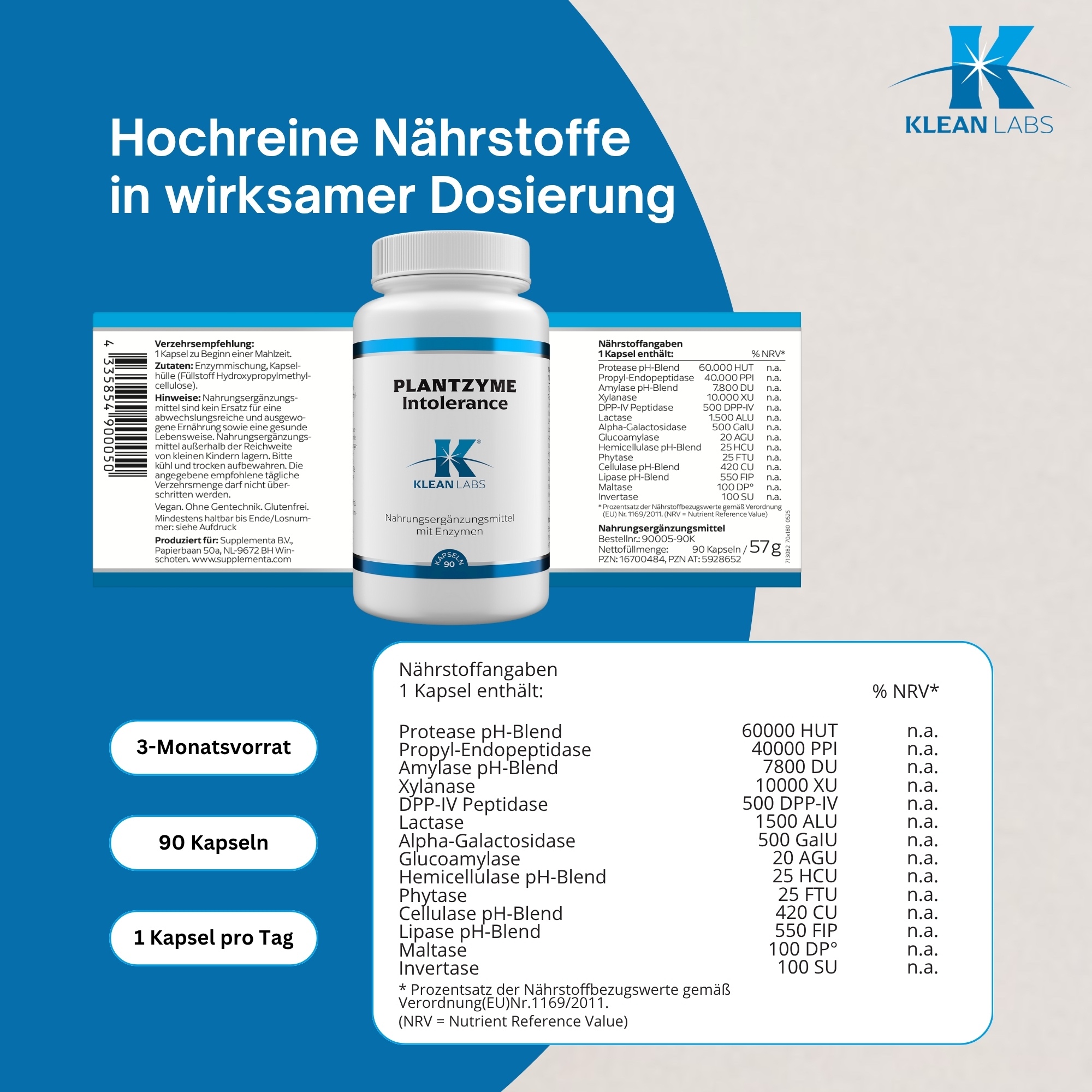 Produktfoto: PlantZyme Intolerance KLEAN LABS