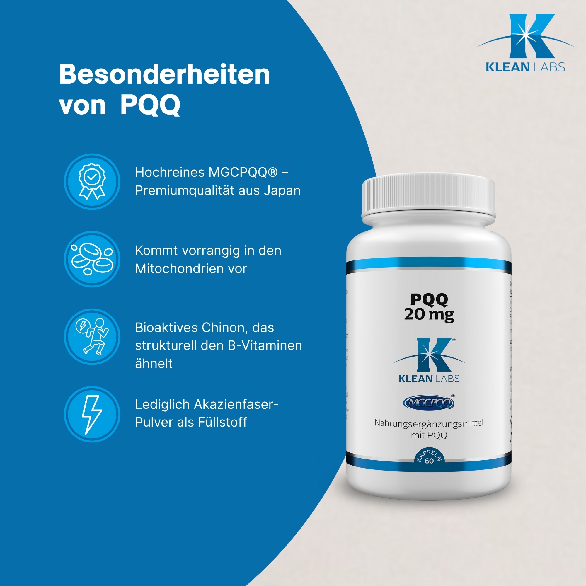 Produktfoto: PQQ 20 mg | Klean Labs