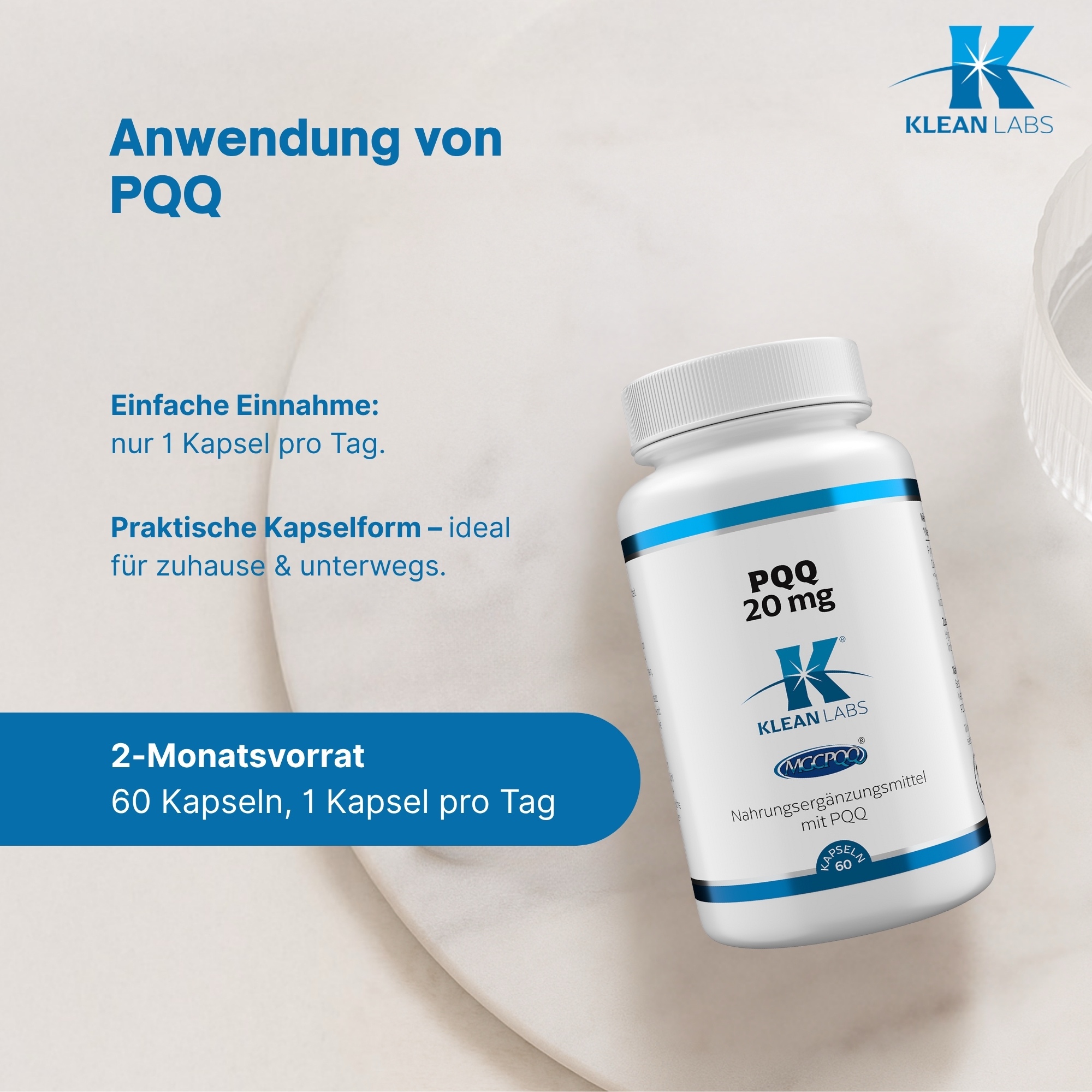 Produktfoto: PQQ 20 mg | Klean Labs
