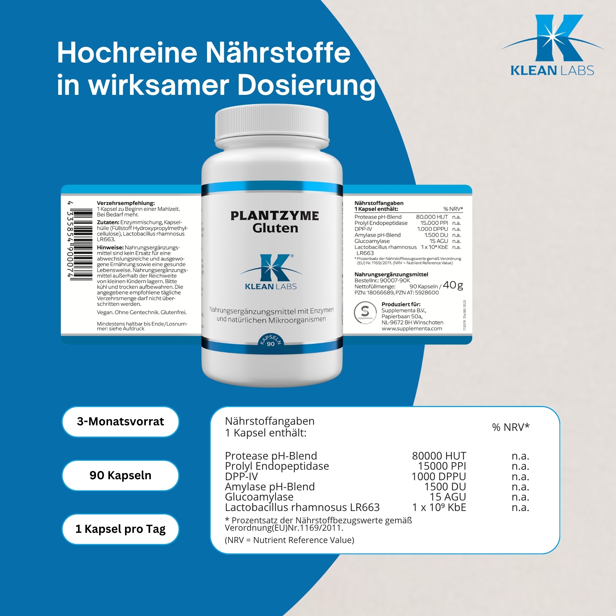 Produktfoto: PlantZyme Gluten KLEAN LABS