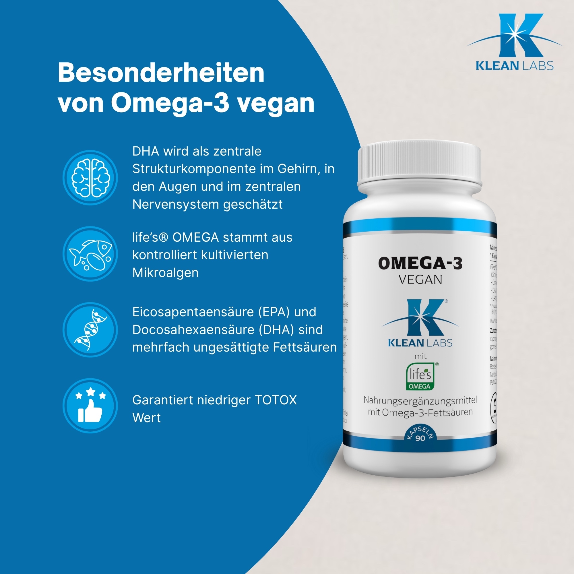 Produktfoto: Omega-3 vegan KLEAN LABS