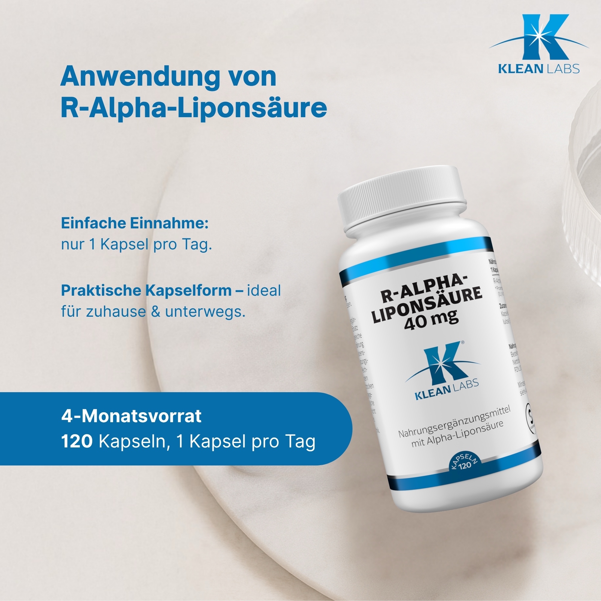 Produktfoto: R-Alpha-Liponsäure 40 mg KLEAN LABS