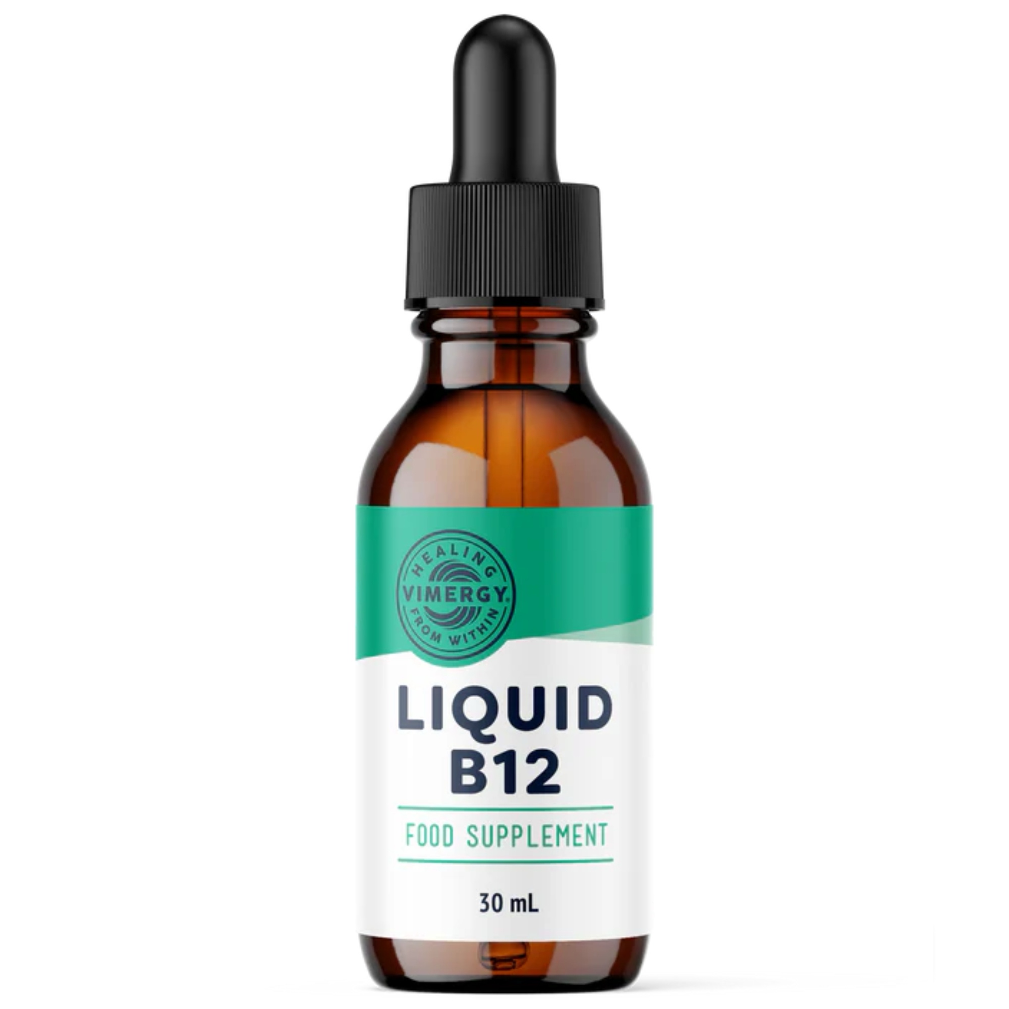 Produktfoto: Flasche mit Pipette, “Liquid B12“ Nahrungsergänzungsmittel, 30ml, USDA Bio-Siegel.