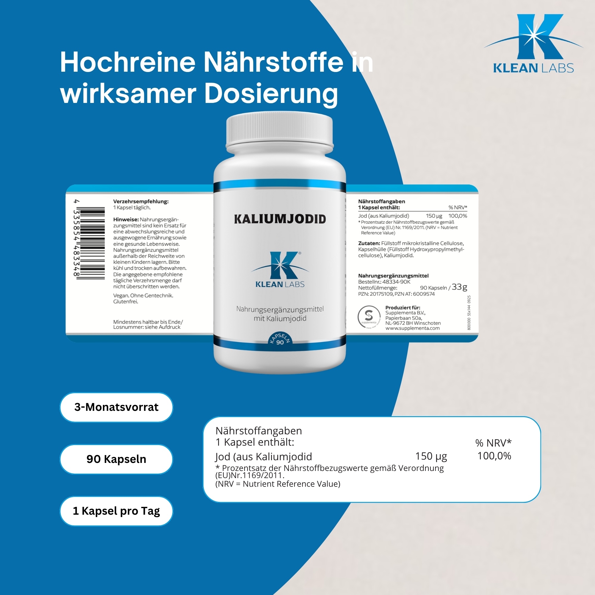 Produktfoto: Kaliumjodid KLEAN LABS