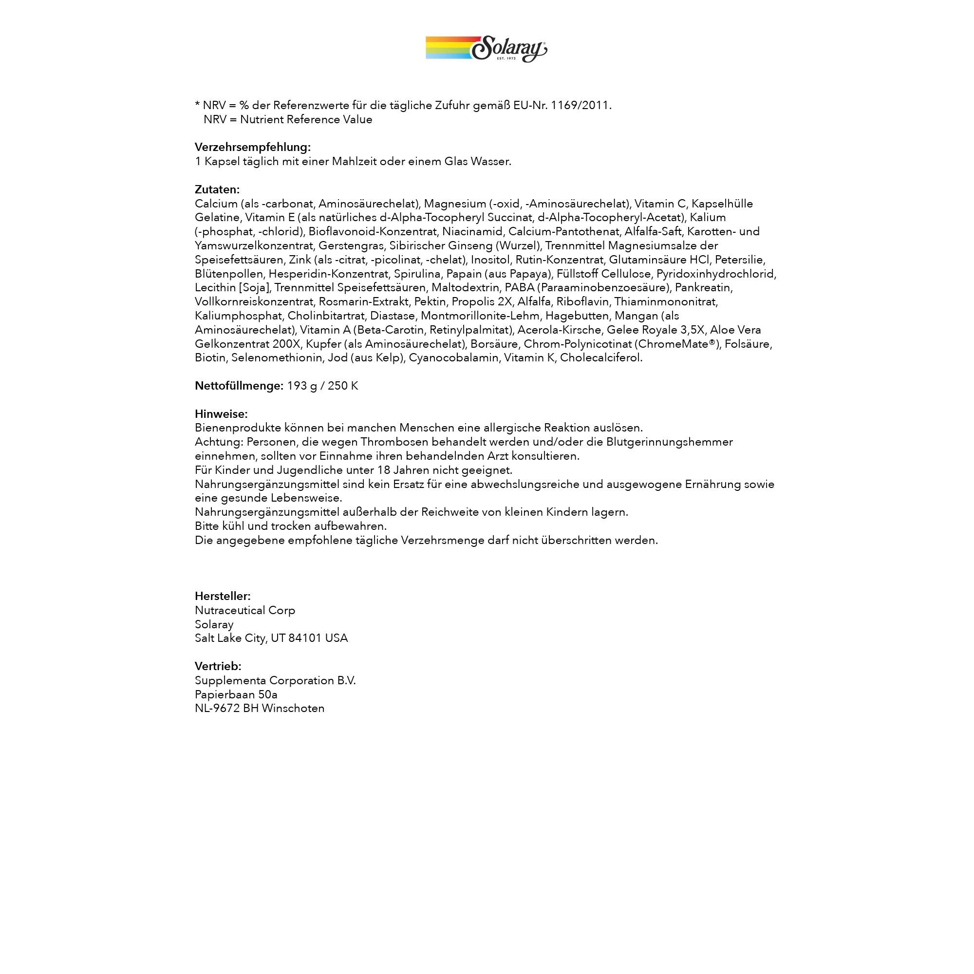 Produktfoto: Spectro Multi-Vitamin Eisenfrei, 250 K