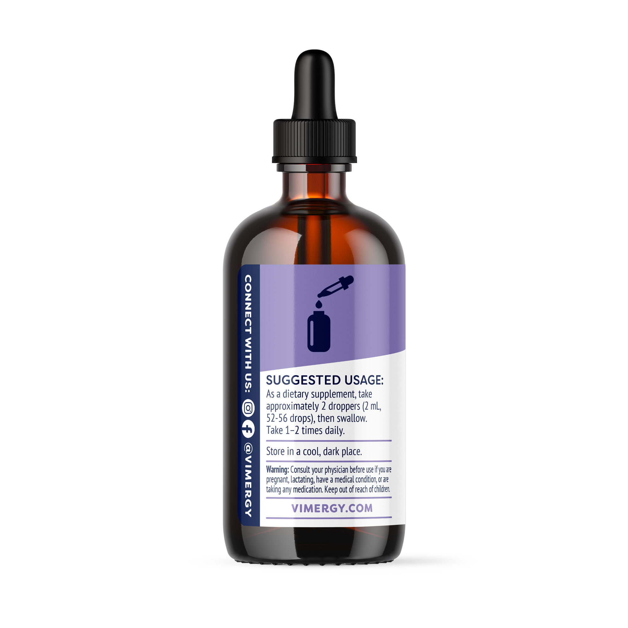 Produktfoto: Braune Flasche mit Pipette, Etikett: “Zinc Dietary Supplement“, 115 ml, USDA Organic.