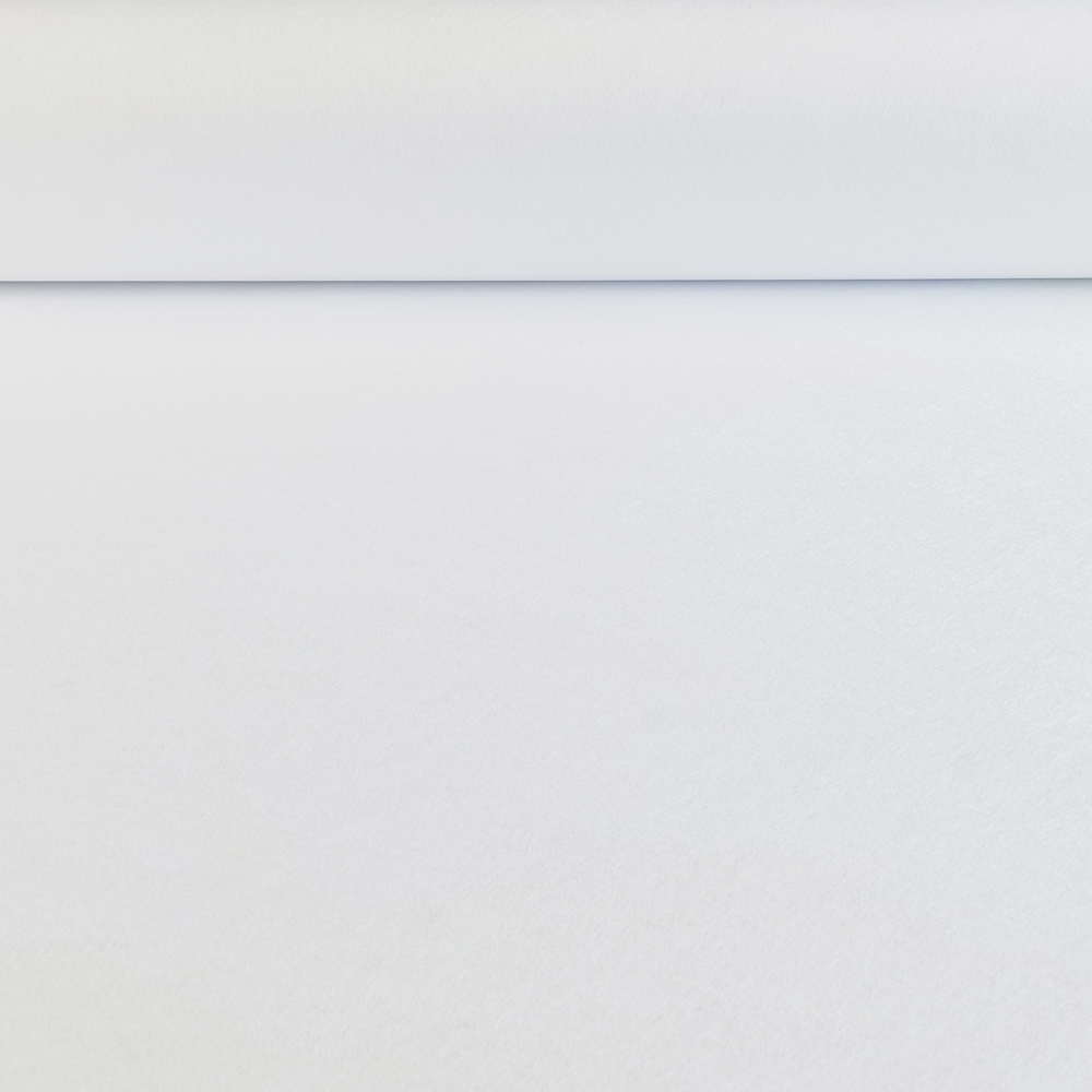 A close-up image of a white Fleece roll with a smooth texture. The paper is rolled out flat, showing its surface.