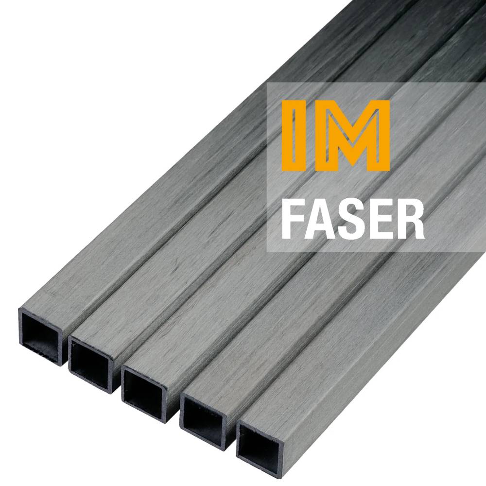 The image shows six gray rectangular hollow metal tubes aligned in parallel. They have a smooth surface and open ends.