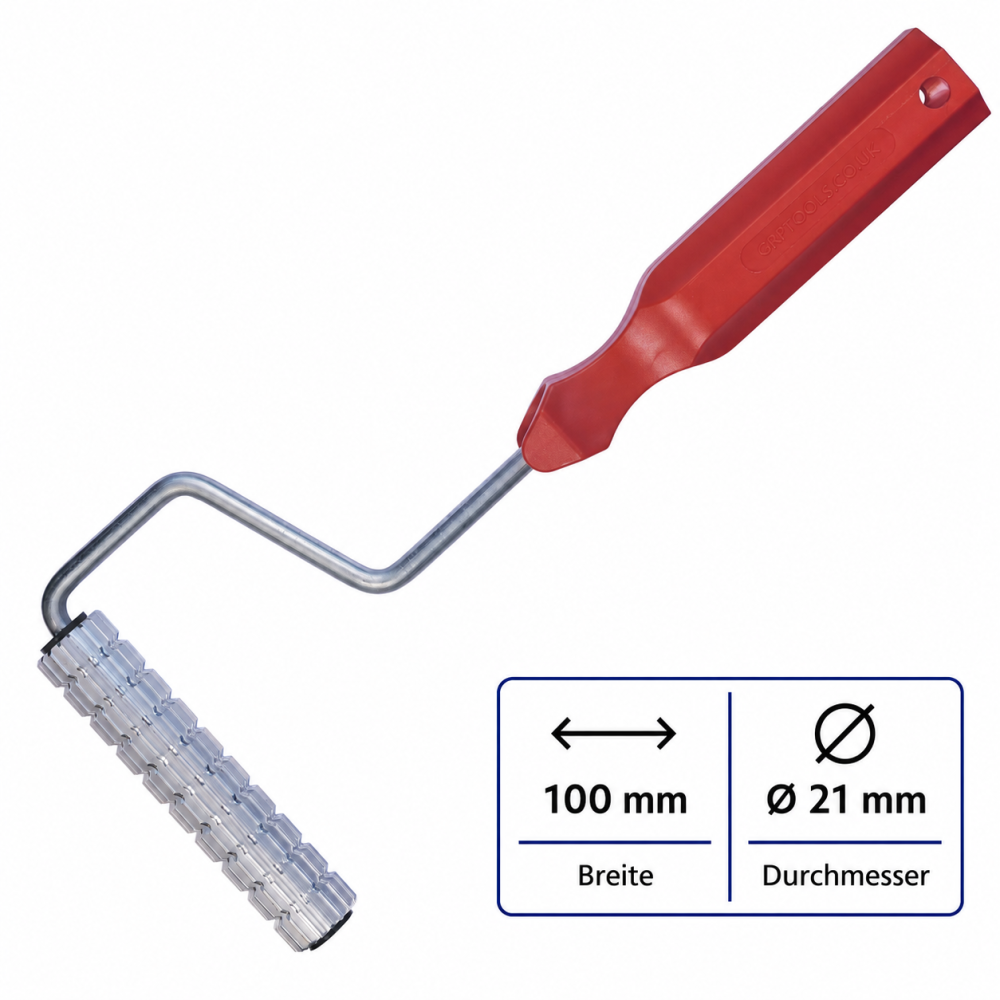 Nahaufnahme eines Metallwerkzeugs mit gezacktem Zylinder und Griff.