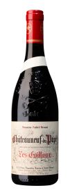 Produktfoto: Eine Flasche Rotwein 'Châteauneuf-du-Pape Les Cailloux' von Domaine André Brunel mit rotem Korken und detailliertem Etikett.
