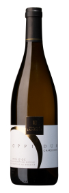 Produktfoto: Weinflasche mit schwarzem Etikett und goldener Schrift, Domaine LANEGE, OPPIDUM Chardonnay, Pays d'Oc, AOP.