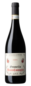 Produktfoto: Flasche Grumello Buon Consiglio Valtellina Superiore Riserva von ARPEPE mit Etikett und DOCG-Siegel.
