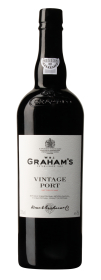 Produktfoto: Weinflasche mit Etikett “Graham's Vintage Port“. Enthält Details wie Jahrgang und Abfüllort.