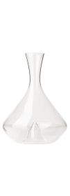 Produktfoto: Ein transparenter Glasdekanter mit breitem Boden und schmalem Hals.