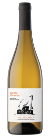 Produktfoto: Burgunderflasche mit schwarzem Verschluss und weißem Etikett. Text: “And the Winner is...“ und “CELLER CREDO“.