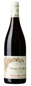 Produktfoto: Flasche eines Burgunderweins mit Etikettaufschrift Savigny-Lès-Beaune, Domaine Pierre Guillemot.