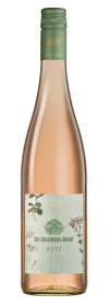 Produktfoto: Eine Flasche Roséwein von Dr. Bürklin-Wolf mit grünem Schraubverschluss und botanischem Etikettendesign.