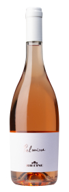 Produktfoto: Hochwertige Roséweinflasche mit weißem Etikett und Korken. Aufschrift: “Palmina Riecine“.