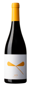 Produktfoto: Flasche Rotwein mit gelbem Etikett und Verschluss, Aufschrift “safrà“ und “celler del roure“.