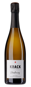 Produktfoto: Champagnerflasche mit Etikett “KRACK Chardonnay Brut Nature“.