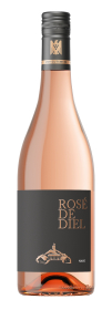 Produktfoto: Weinflasche mit schwarzem Etikett, Aufschrift “Rosé de Diel“, VDP-Logo und Schraubverschluss.