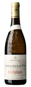 Produktfoto: Eine Weinflasche mit dem Etikett 'Châteauneuf du Pape Les Cailloux', produziert von André Brunel.