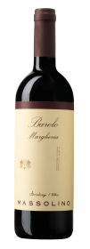 Produktfoto: Flasche Rotwein mit beigem Etikett, Aufschrift Barolo Margheria, Massolino, Serralunga d'Alba.