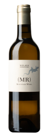 Produktfoto: Weinflasche mit Etikett “Málaga Mountain Wine (MR)“ und einer Eidechse als Logo.