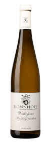 Produktfoto: Eine Flasche Dönnhoff Westhofener Riesling trocken, VDP.Ortswein, mit weißem Etikett und Logo oben.
