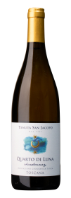 Produktfoto: Weinflasche mit Etikett 'Quarto di Luna Chardonnay' von Tenuta San Jacopo, Toskana.
