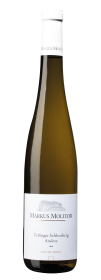 Produktfoto: Eine Weinflasche mit weißem Etikett, darauf steht “Markus Molitor Zeltinger Schlossberg Auslese Riesling Mosel“.