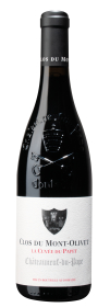 Produktfoto: Eine Weinflasche mit dem Etikett “Clos du Mont-Olivet La Cuvée du Papet Châteauneuf-du-Pape“.