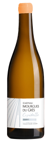 Produktfoto: Flasche Roséwein mit Etikett “Château Mourgues du Grès Capitelle“. Silberner Verschluss.