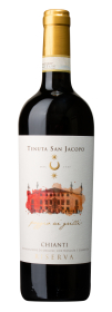Produktfoto: Flasche Chianti Riserva Wein mit Etikett von Tenuta San Jacopo.