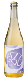 Produktfoto: Flasche mit goldener Kappe und Etikett “FIZZY FOU“.
