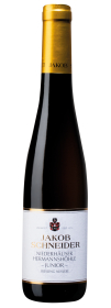 Produktfoto: Weinflasche “Jakob Schneider Riesling Auslese“ mit goldener Kapsel und weißem Etikett.