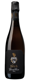 Produktfoto: Flasche Sekt mit schwarzem Etikett, “Jülg Grande Cuvée Brut“.