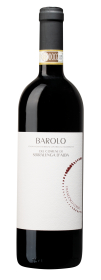 Produktfoto: Flasche Barolo-Wein mit DOCG-Label und weißem Etikett.