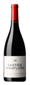 Produktfoto: Weinflasche Bastide Miraflors, rotes Etikett, rote Kapsel.