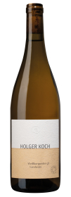Produktfoto: Weinflasche mit Etikett Holger Koch Weißburgunder gT Landwein.