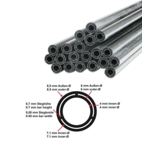 CARBON CFK-Rundrohr, doppelwandig (Ø 8,5 / 7,1 x 6 / 4) 