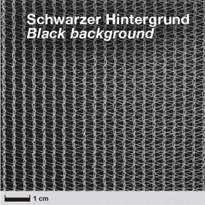 Geflecht auf schwarzem Hintergrund mit Maßstab.