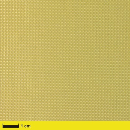 Nahaufnahme eines gelblichen, gewebten Materials mit kleinem Maßstab.