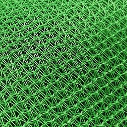 Nahaufnahme eines grünen, gewebten Materials mit einem regelmäßigen, netzartigen Muster.