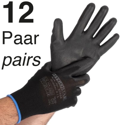 Arbeitshandschuhe mit PU-Beschichtung, Gr. L, Packung/ 12 Paar
